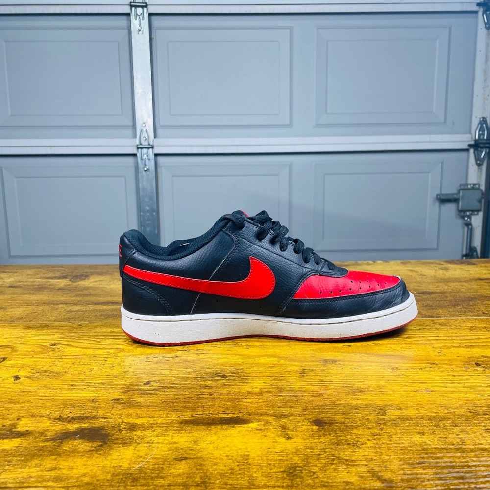 Nike Court Vision Low Mens 10 Black Red Excellent Bred Sneakers CD5463-002 - Picture 3 of 11